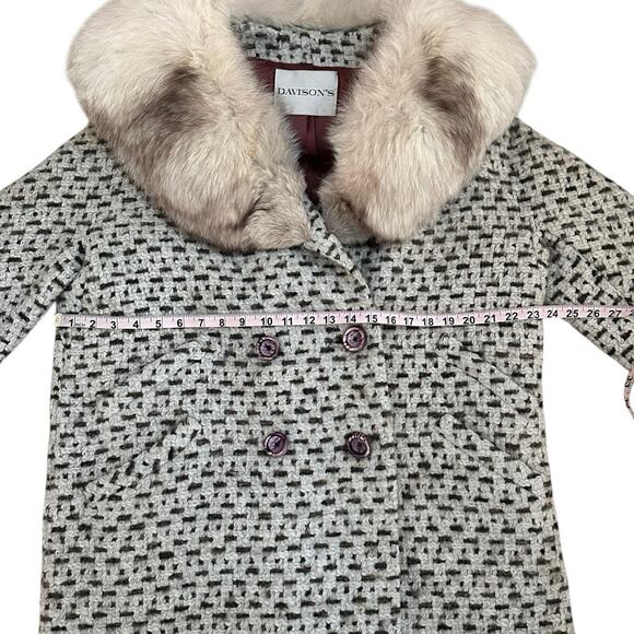 1950s Union Made Jeshiva New York Wool Tweed Coat Fur Collar Davison’s Vintage - Picture 6 of 13